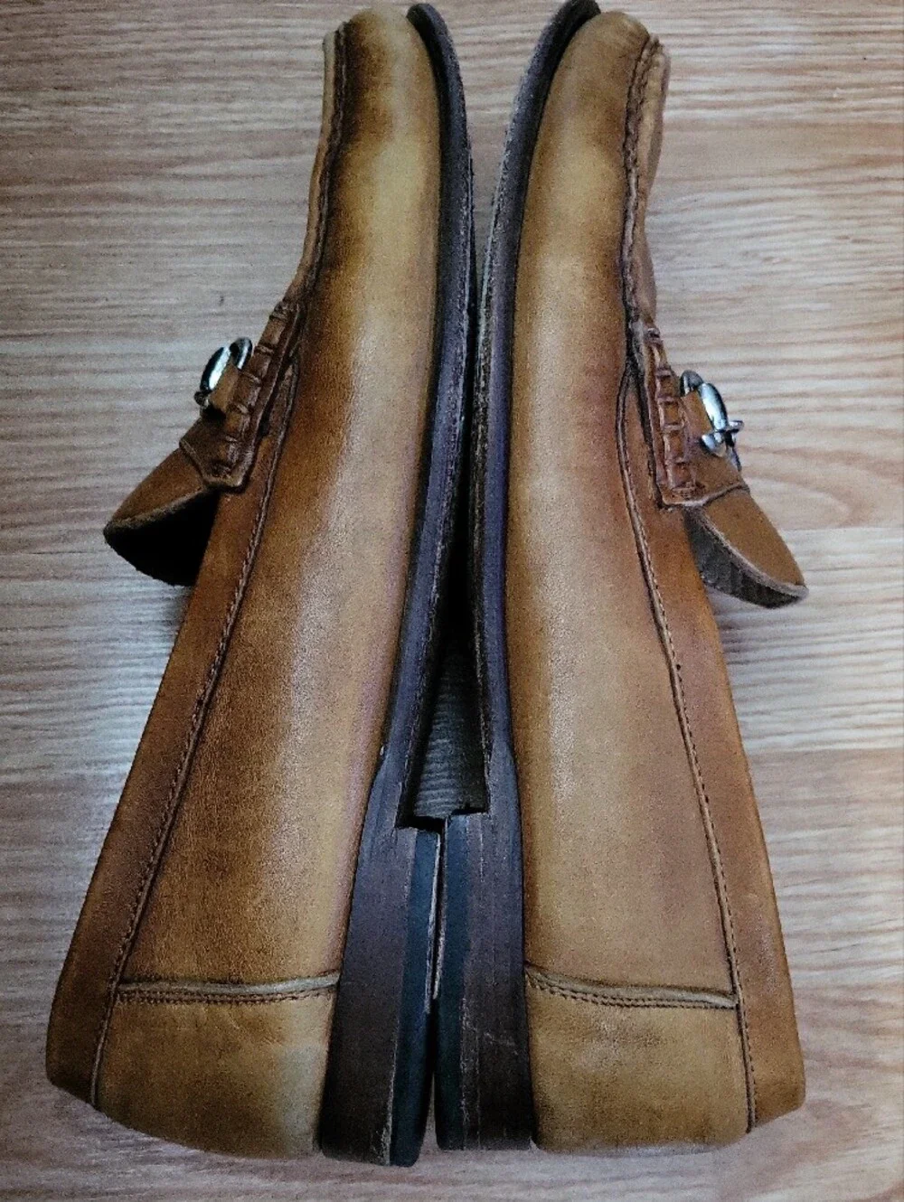 Men's Tan Leather Bit-Detail Slip-On Loafers